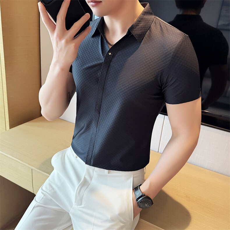 2025夏季新款数据库主推V领衬衣高级感轻奢衬衫768-P78,男装衬衫,电商D342