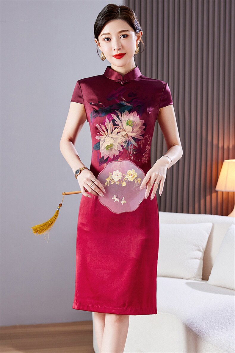 婚礼妈妈礼服香云纱高端气质杭州真丝改良旗袍连衣裙喜婆婆婚宴装,女装汉服/婚纱/旗袍/礼服,小荷流