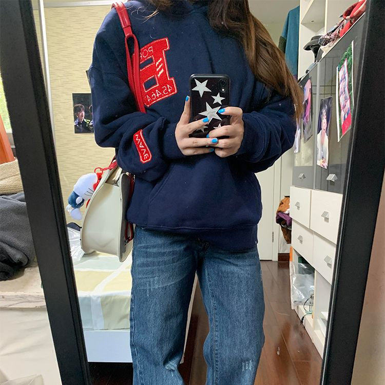 5243-P55刺绣+复黑底后包拉肩【纯棉华棉复合】薄款，女装卫衣/绒衫，星座617A-2