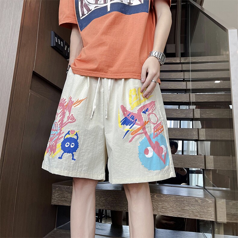冰丝短裤男士夏季薄款速干沙滩五分裤多巴胺穿搭宽松休闲运动裤子,男装牛仔裤,星座505-2（原电商A260-1)