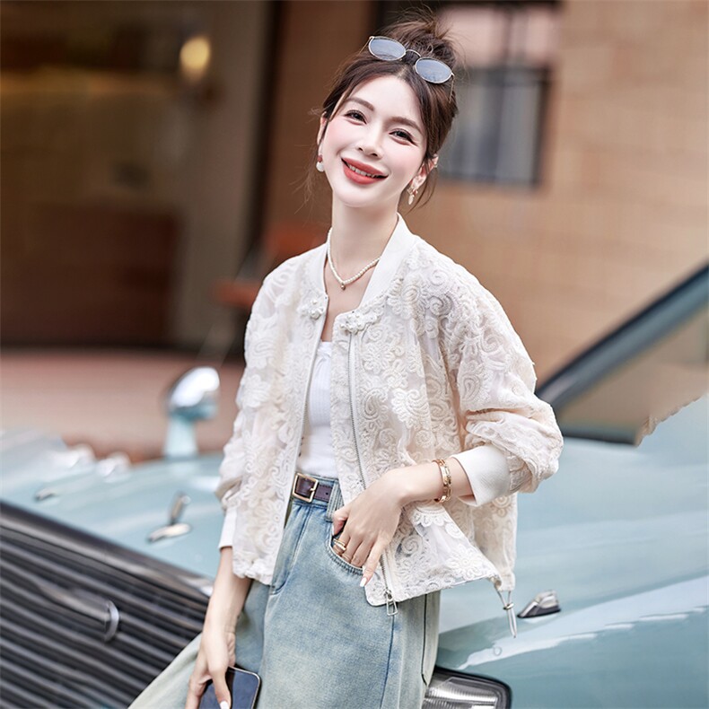 小香风蕾丝刺绣短款外套女2024夏季新款小个子百搭新中式薄款上衣,女装短外套,恋慕依尚