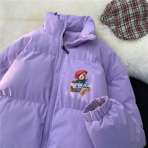 港风冬季新款宽松潮流小熊印花INS棉服外套JK23546特批65控108，男装棉衣，星座605(原A050)