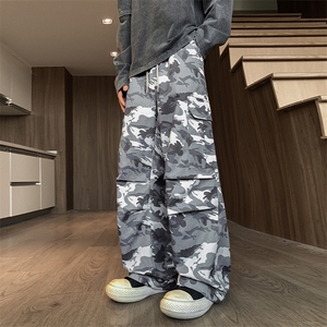 K501 /P52 休闲裤男迷彩服个性大码宽松潮男百搭长裤子运动直筒裤图片