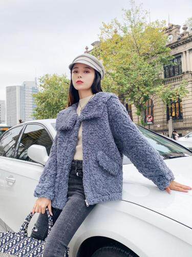 冬季新款海军领皮毛一体，女装，木木瑶果