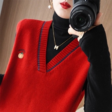 2025年秋季马甲时尚百搭通勤简约休闲V领马甲，女装马甲，大美人包芯纱店