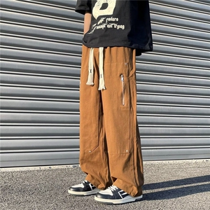 2023春秋季日系复古抽绳宽松裤男韩版直筒大码工装长裤K0023-P40图片