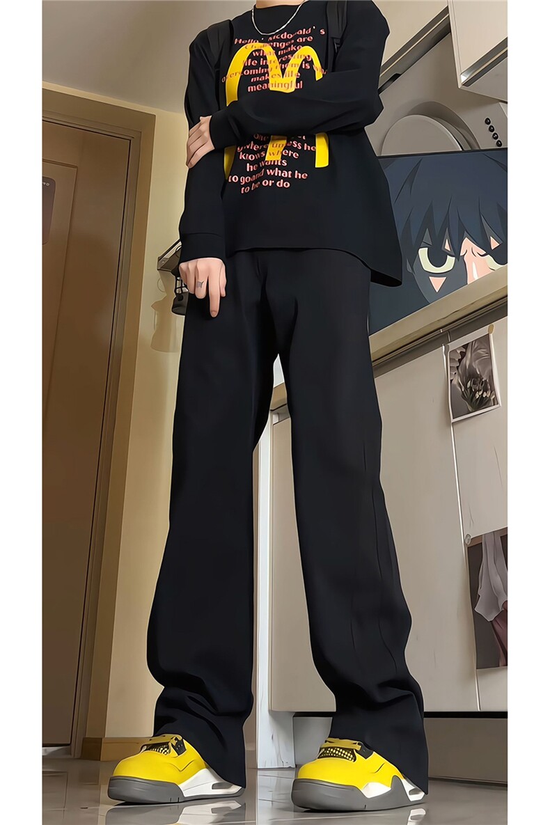 春季美式微喇牛仔裤男款vibe风高街直筒裤休闲裤子潮牌KZ002P55,男装牛仔裤,电商B312