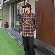 1506/QJ010/P54美式复古格子衬衫男女新款衬衣韩版ins百搭上衣潮，男装衬衫，星座1506