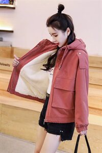 2020冬季新款派克加绒棉服潮酷气质印花设计不挑身材遮肉显瘦 派克服图片