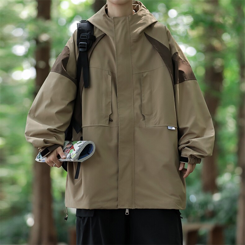 A800-P68 山系机能冲锋衣男春秋季拼接设计感夹克潮牌户外登山服图片