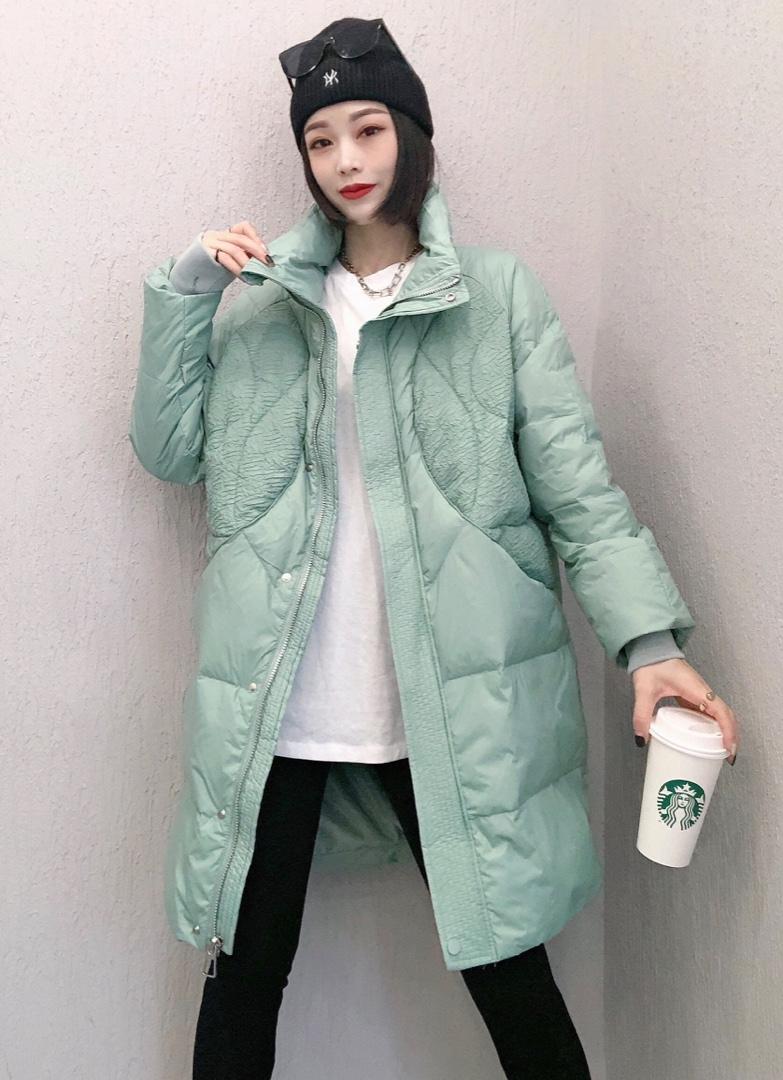 ZCL511火爆印花立领长款保暖羽绒服,女装羽绒服,L·H·X