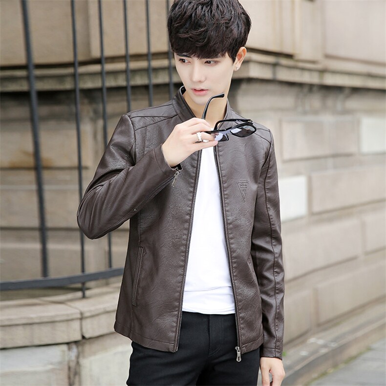 春秋季新款男式韩版修身立领PU皮衣夹克外套PY07，男装皮衣，星座1508-3