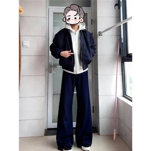 1506/Q62480/P42美式翻领棒球服藏青色飞行员夹克男上衣服图片