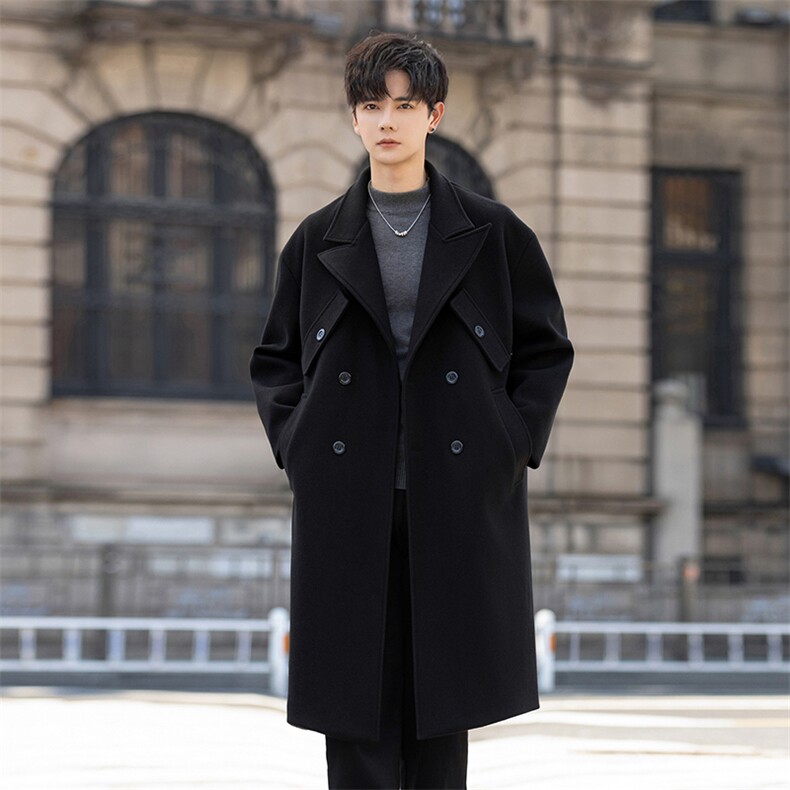 2W件得物精品毛呢大衣男中长款风衣男长款F1722-P115外景A，男装风衣，星座401