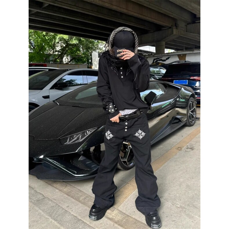 日系潮牌工装裤修身小脚裤收口休闲长裤束脚裤余文乐裤子大码男潮,男装工装外套,星座506A