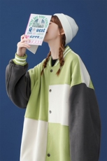 ！中性秋季设计感拼接撞色宽松休闲情侣棒球服-G430P75控98，女装职业装，A247A