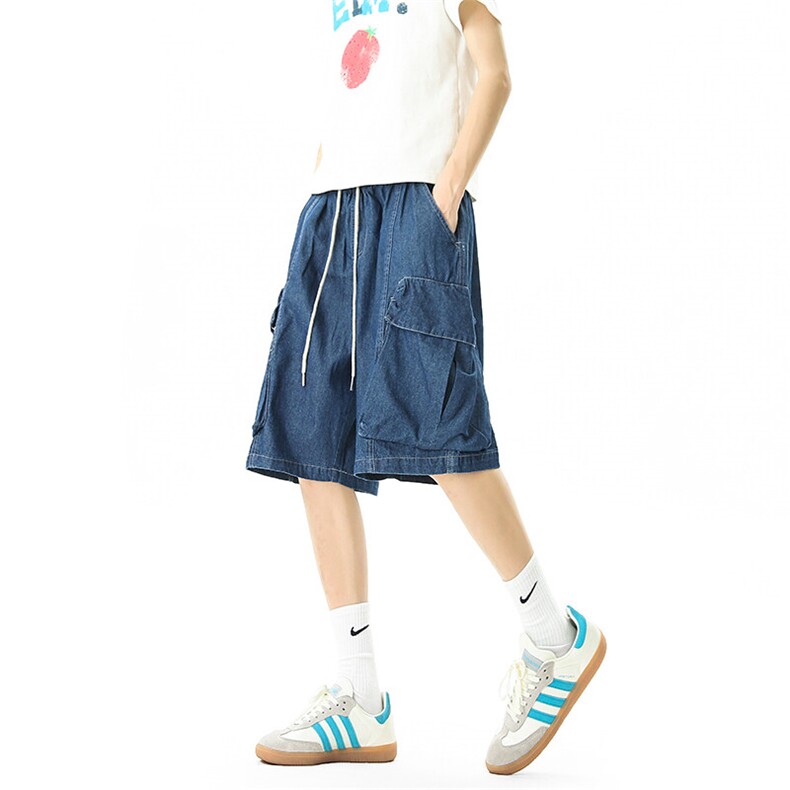 纯色原牛丹宁水洗牛仔裤短裤五分裤A014-DY25280-P55控78,男装牛仔裤,电商A014