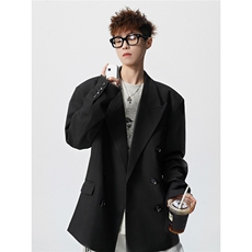 双排扣大码M-5XL西服男成分96%聚酯纤维4%氨纶XF78127P85控128，男装西服，星座226-1