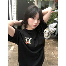 DX88LL-特P38花卉刺绣印花纯棉短袖t恤夏季cleanfit潮牌半袖，男装T恤，星座1007（原301D）