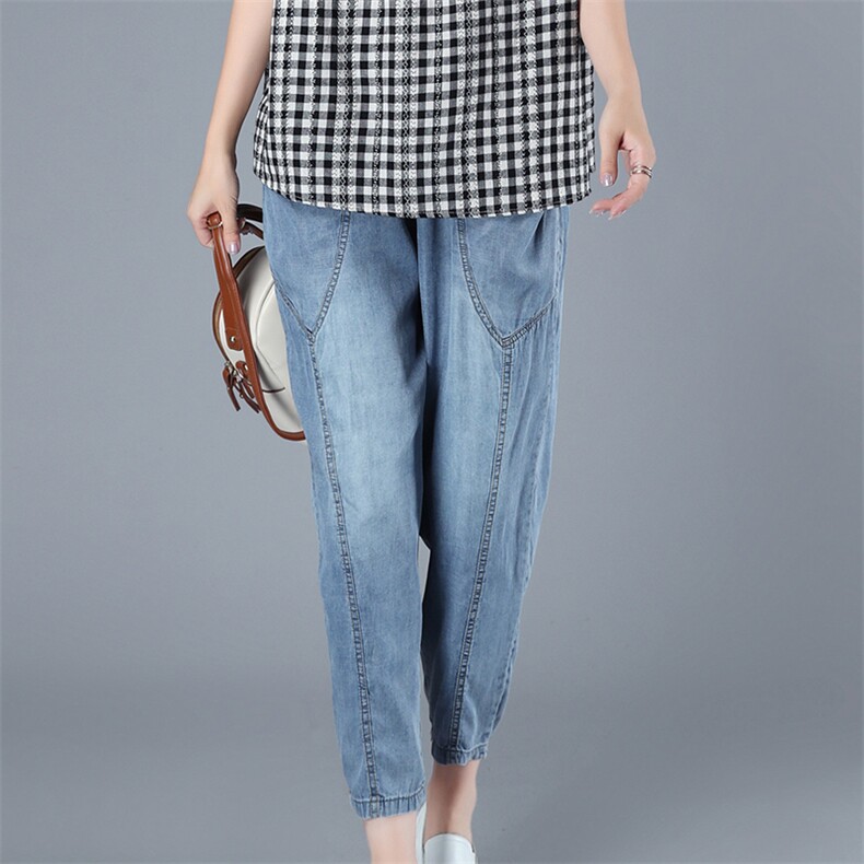 牛仔裤时尚潮流舒适休闲2021年夏季中腰纯色气质，女装牛仔裤，叶笙衣