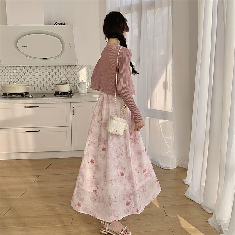 法式碎花吊带连衣裙两件套女2025年春季新款甜美风温柔披肩小个子,女装套装/套裙,2C057
