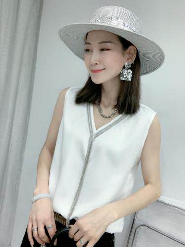 流苏链条醋酸面料背心，女装背心吊带，帝瀛 DY