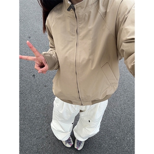 高品 U家同款 春季哈灵顿夹克男女立领茄克宽松休闲外套A1333-P85图片