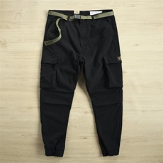 微弹水洗工装裤男宽松多口袋做旧束脚裤休闲小脚长裤MK323P52，男装工装外套，星座1013-5