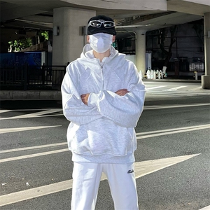 抖音得物二开 美式重磅宽松结构拉链设计防风高领连帽卫衣外套W76图片