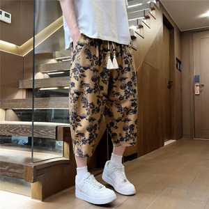 夏季冰丝印花风七分裤男士中裤水墨休闲裤潮流A266-KZ772-P50图片