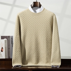 2025年秋季新款百搭七针后螺纹套头衫，男装针织衫/毛衣，榆莲羊绒