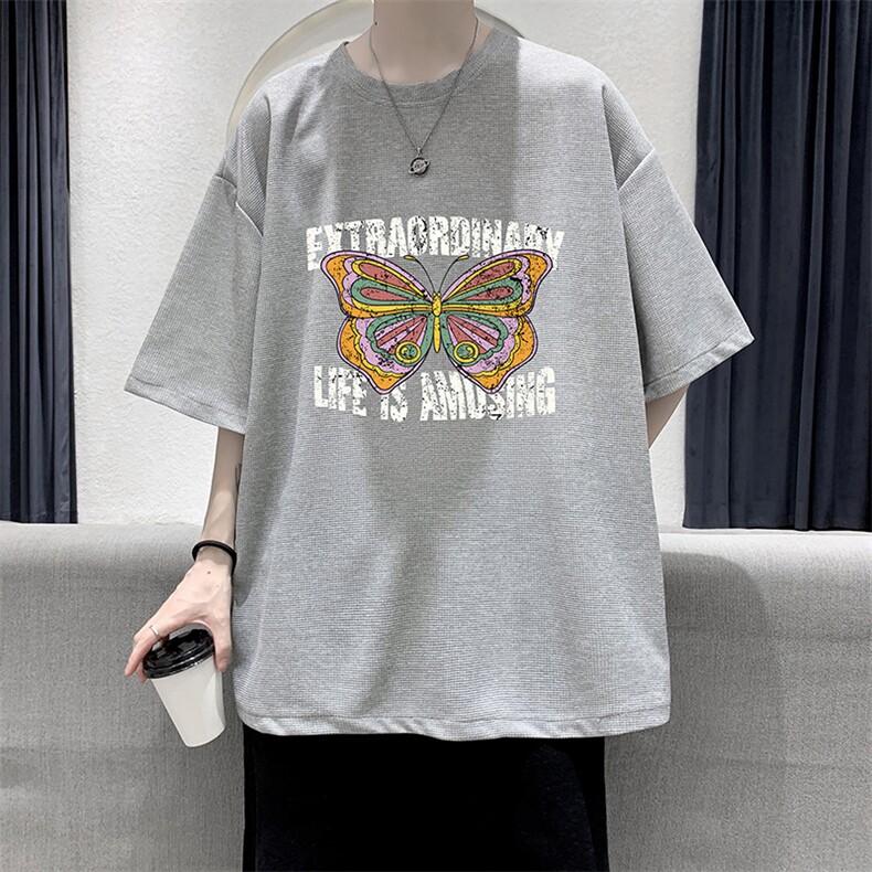 华夫格t恤男短袖男大码五分袖大皂风HT73366-P22,男装T恤,电商A040