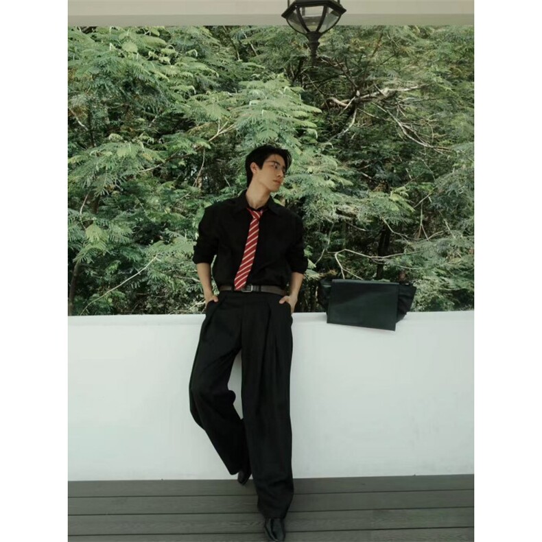 现货~纯棉硬挺抗皱纯色百搭隐藏扣高级感男女长袖衬衫~C26101批45，男装衬衫，星座1411A-6