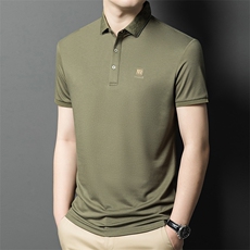 短袖T恤男夏装2024新款冰丝翻领半袖上衣男士休闲纯色Polo衫男潮，男装T恤，电商B212（原钱塘6029）