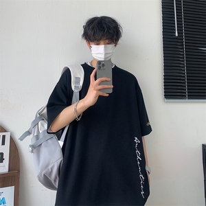 冰氧仿棉短袖港风白墙夏季休闲百搭刺绣纯色男上衣TC3146-P25控48图片