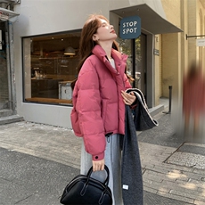 新款羽绒服女短款韩版立领简约加厚小个子高级感面包服外套潮，女装羽绒服，2B114