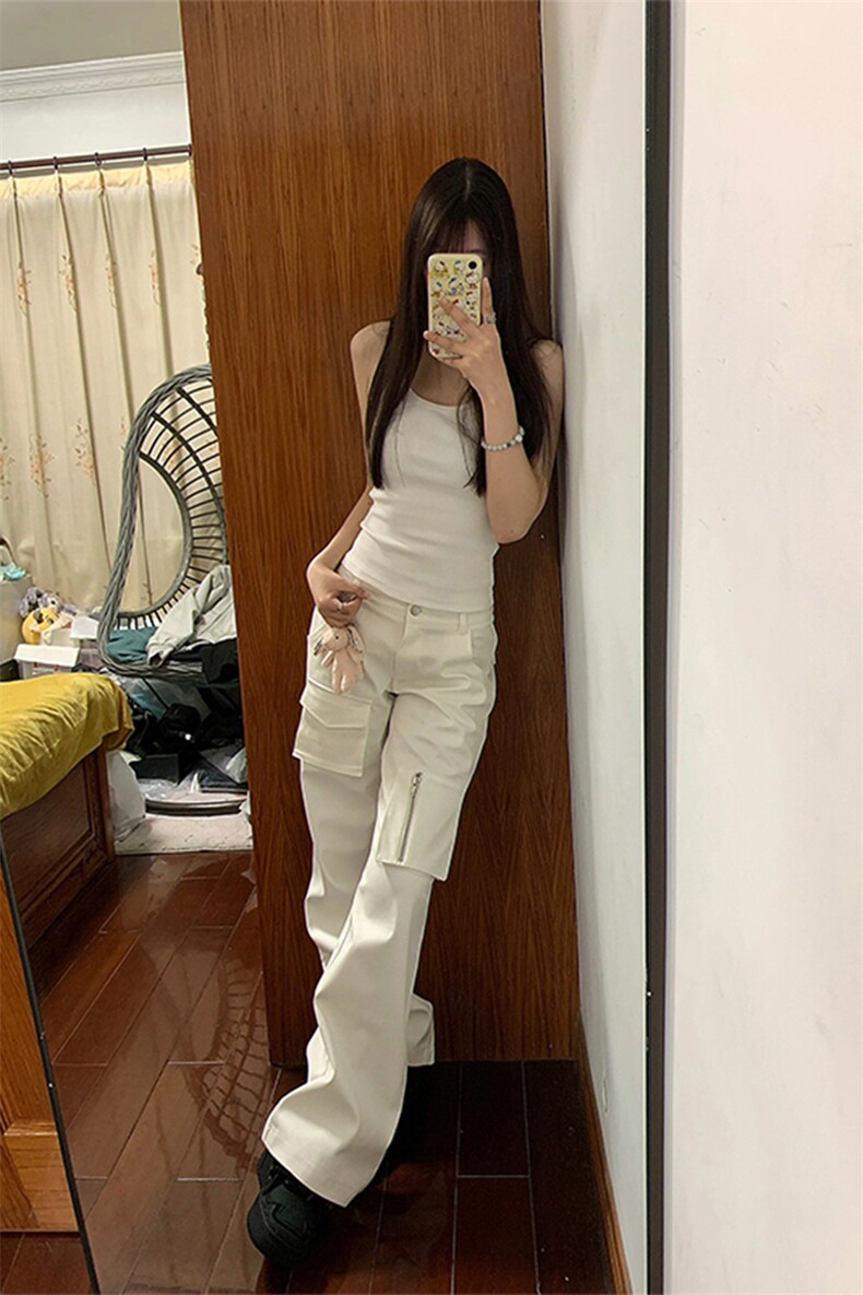 【网图】cleanfit纯白色工装裤男女同款美式多口袋裤子CCGZ04-P55,男装工装外套,星座1007（原301D）