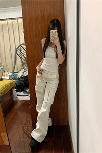 【网图】cleanfit纯白色工装裤男女同款美式多口袋裤子CCGZ04-P55图片