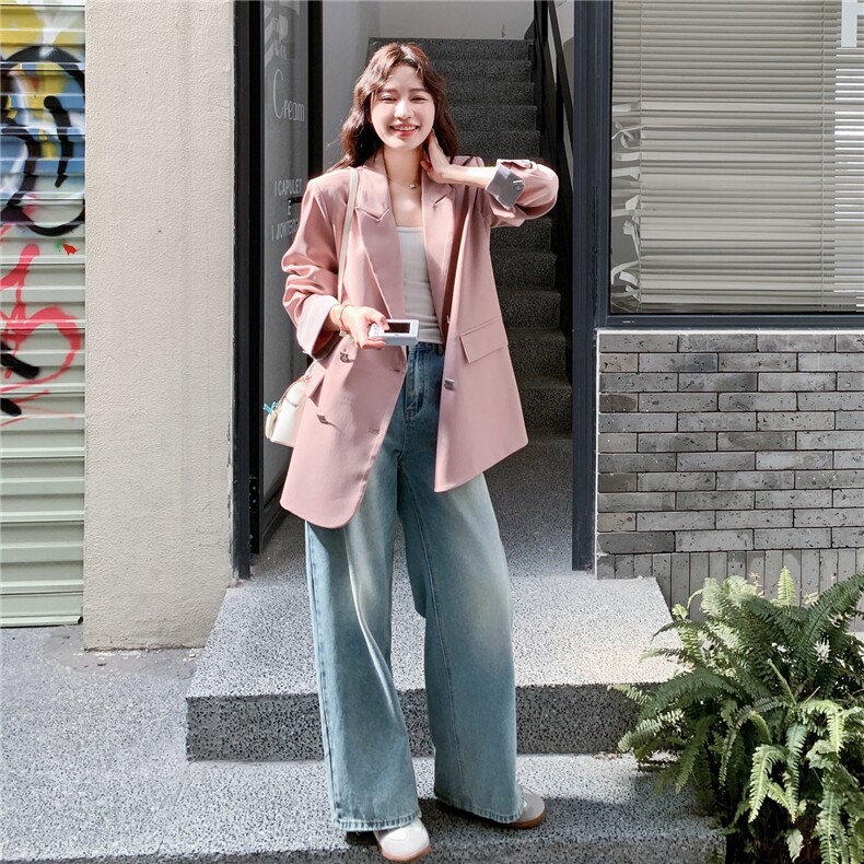 粉色时尚通勤百搭西装外套女2025秋季新款洋气日系气质小西服外套,女装西装,2C053