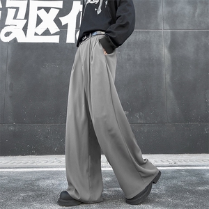 港风休闲西裤男  韩版宽松坠感丝滑阔腿潮百搭 X4301/P43图片