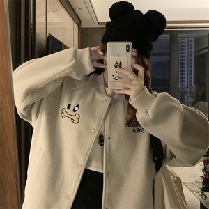 A476-P100 新款棒球服重工刺绣插肩袖棒球夹克春秋休闲外套图片