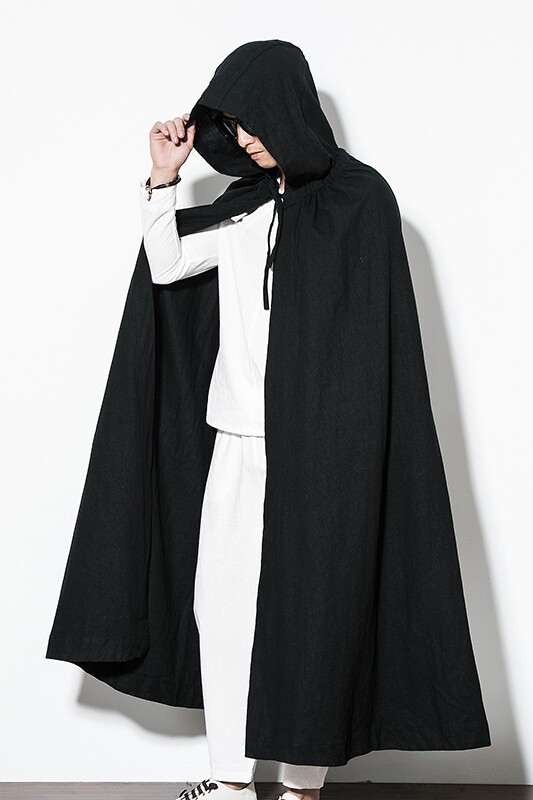 2021春季潮流男女披风汉服古装侠客连帽风衣棉麻外套8805/,男装风衣,电商B275