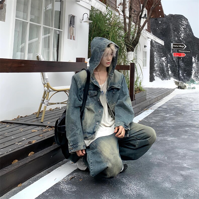 重工水洗高品质连帽牛仔夹克外套LJ44-P78,男装夹克,星座610A-1