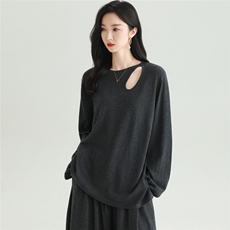 2025秋冬百搭时尚简约圆领长袖针织衫，女装针织衫/毛衣，雅之冉羊绒