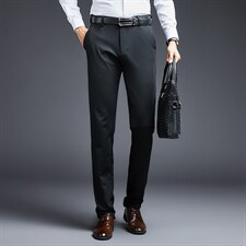 D6907秋季2021男士商务休闲弹力纯色休闲裤免烫透气修身长裤P115图片