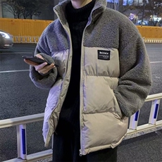 拼接棉衣男保暖潮复古羊羔绒外套港风休闲冬季棉袄面包服TT34P62，男装棉衣，星座1013-5