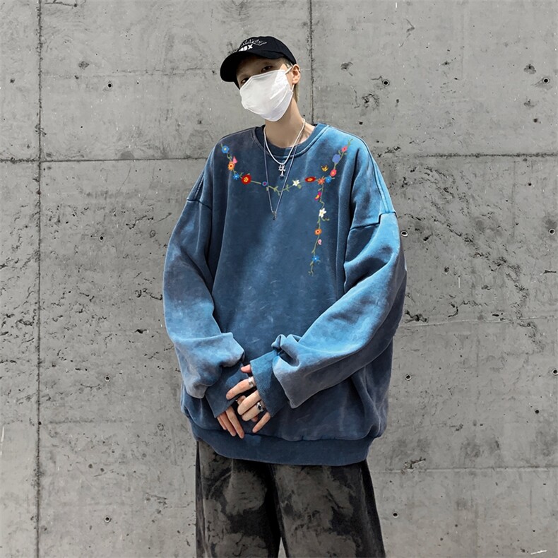 美式潮牌重磅水洗做旧圆领卫衣力推大码男XZ517A-BK5559-P58,男装卫衣,星座517A