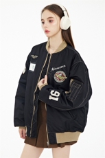 现货欧美街头刺绣飞行员外套秋冬季潮牌机车夹克棉衣棒球服，男装夹克，电商A105
