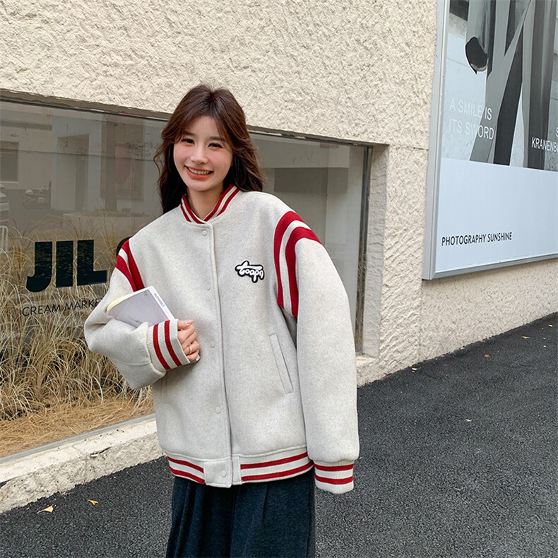 韩版时尚学院风加厚羽绒棒球服女2025冬季新款显瘦保暖白鸭绒外套,女装羽绒服,纯色衣恋