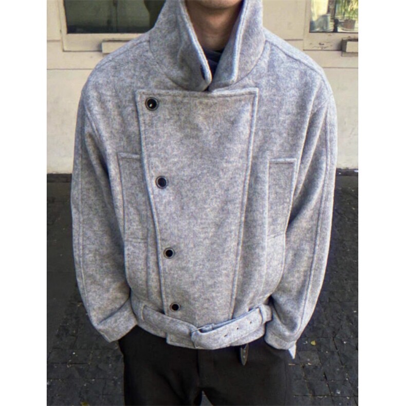 双排扣腰带外套男cleanfit设计感宽松百搭立领大衣男JB1052,女装短外套,星座1116A（原606A-3）